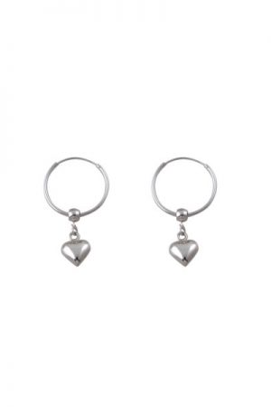 HOOP EARRINGS WITH PUFFY HEART
