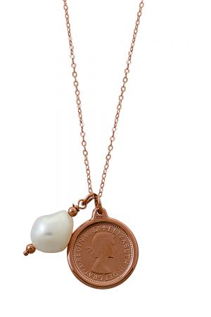 BELCHER NECKLACE WITH SIXPENCE & BAROQUE PEARL