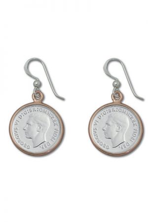 TWO TONE THREEPENCE EARRINGS