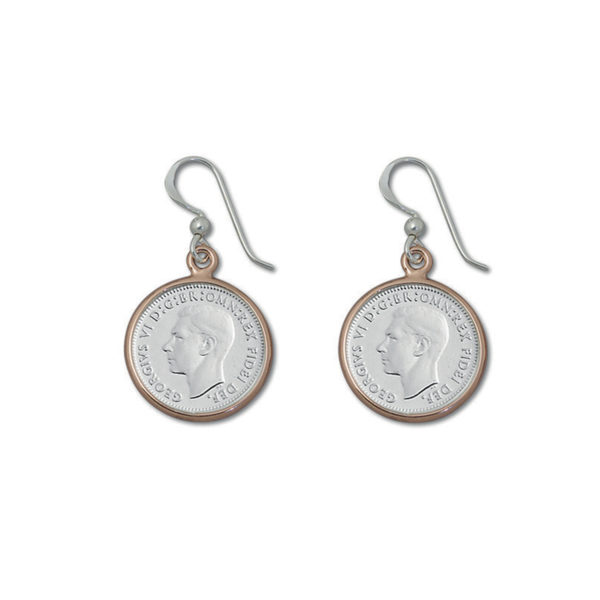 TWO TONE THREEPENCE EARRINGS