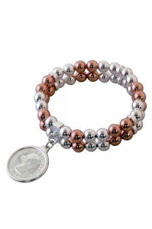DOUBLE ROW STRETCHY COIN BRACELET