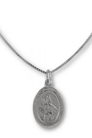 BOX CHAIN NECKLACE WITH ST CHRISTOPHER