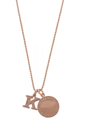 FINE BALL CHAIN NECKLACE WITH INITIAL & VT PLATE